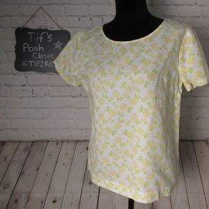 J. Crew Linen Blend Pineapple Print Sz Med E63
